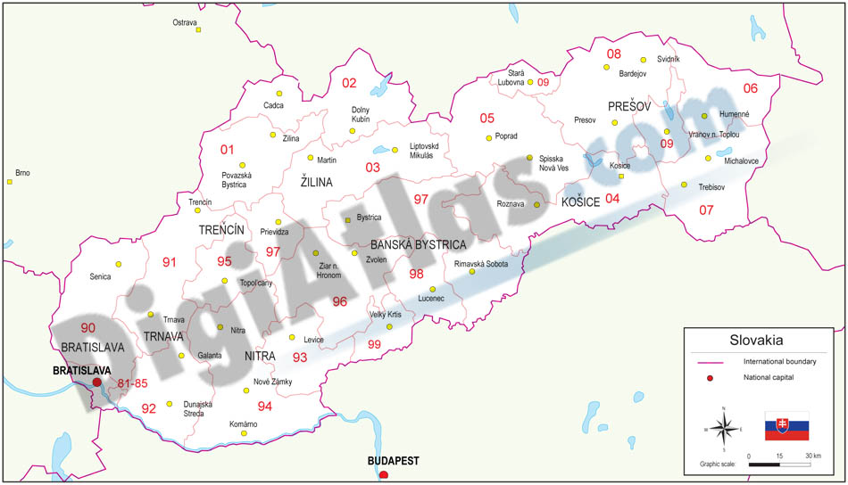 map of slovakia and surrounding countries. Map of Slovakia with