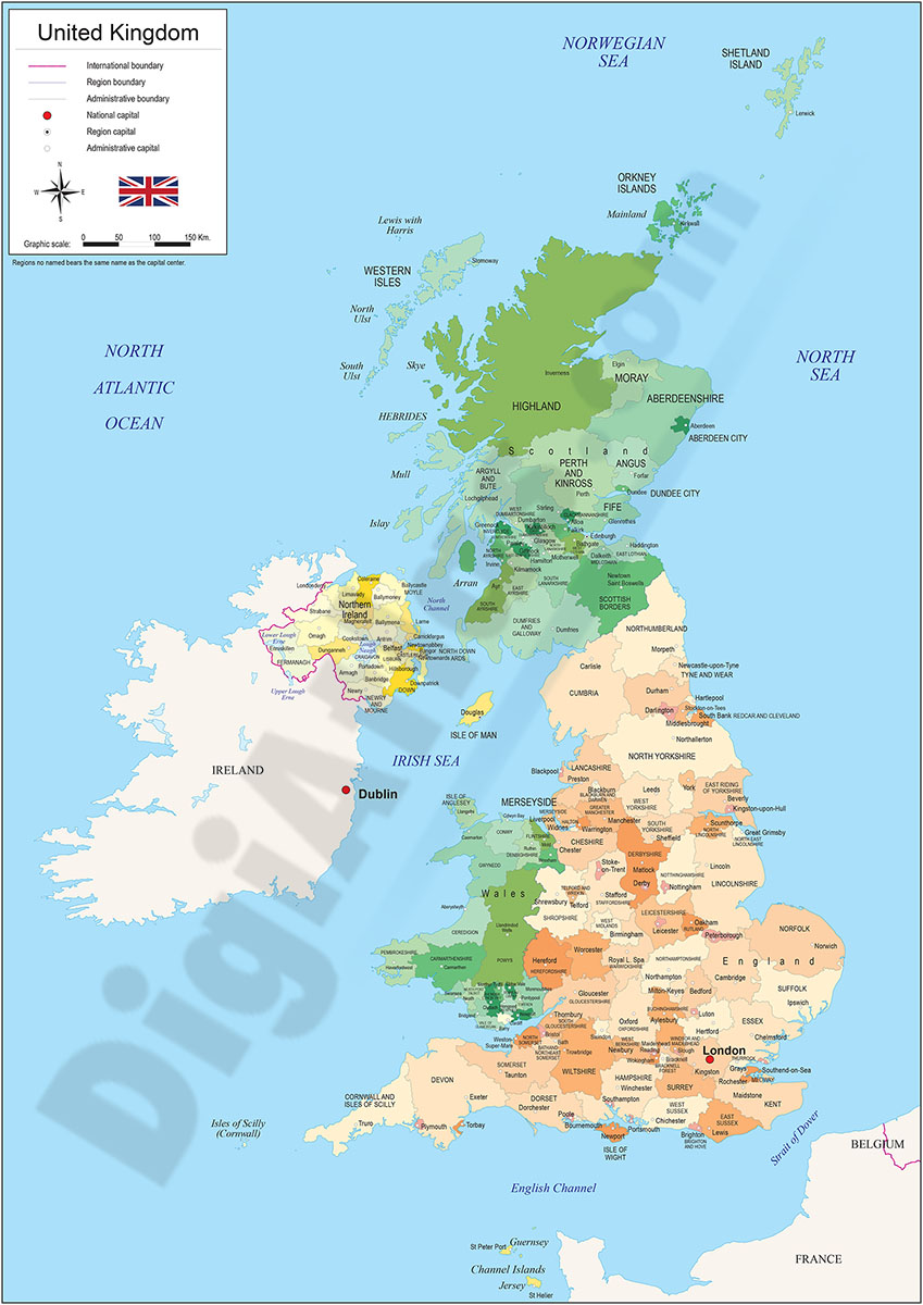 Mapa De Reino Unido Con Nombres