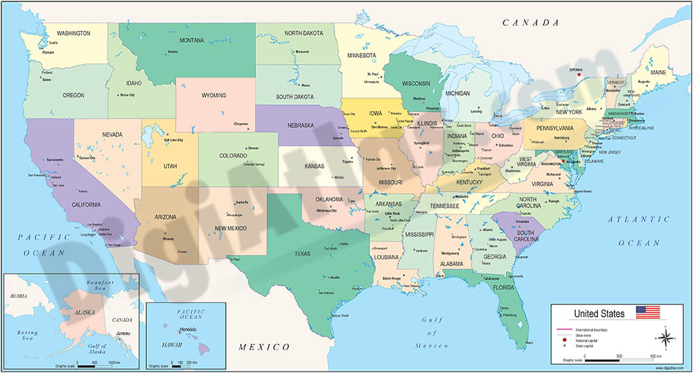 mapa de estados unidos de america