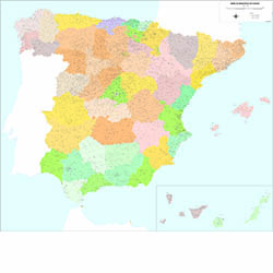 Spain map with municipalities
