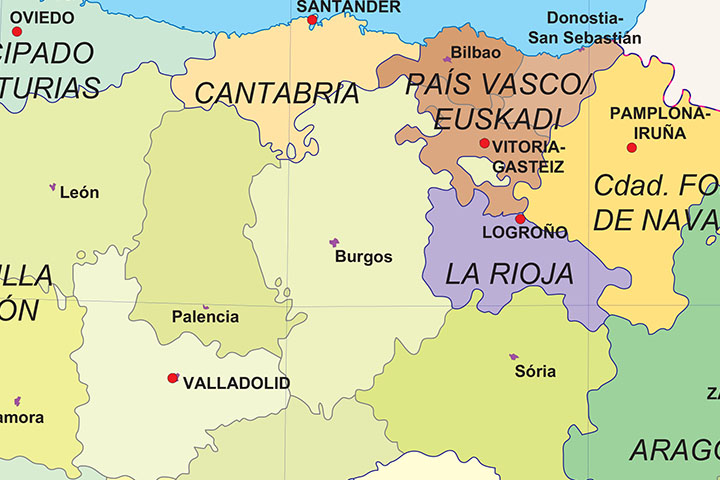 Spain map Autonomous Communities and provinces
