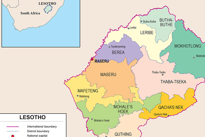 Mapa de Lesotho