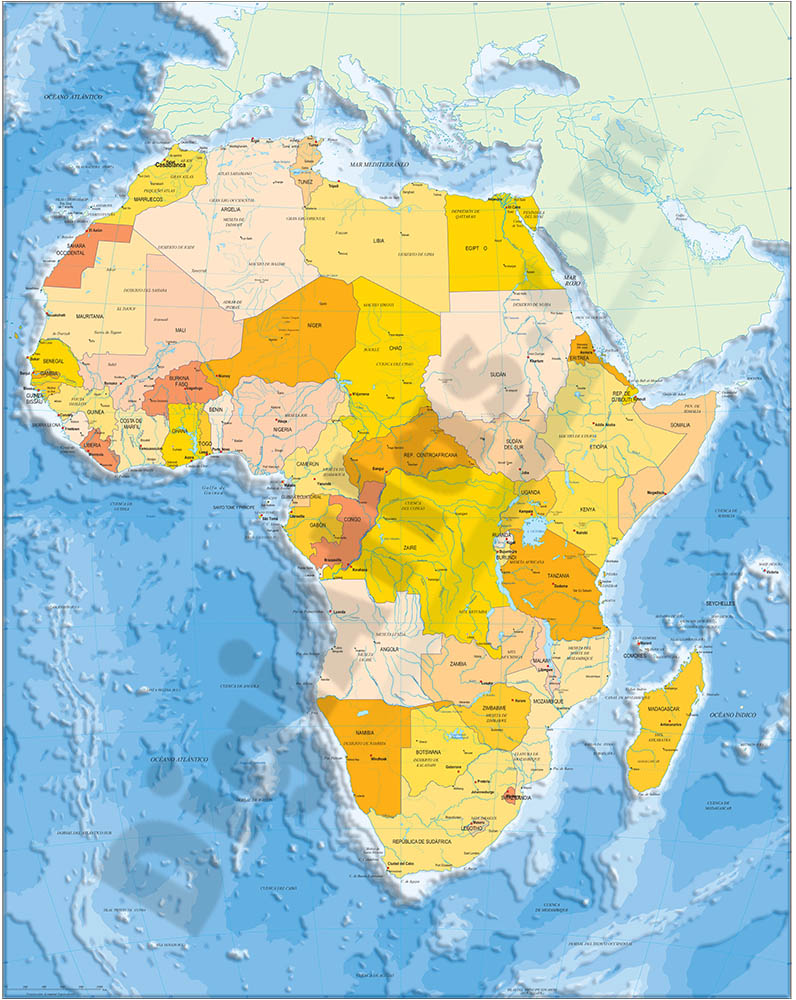 Mapa de Africa político y geográfico
