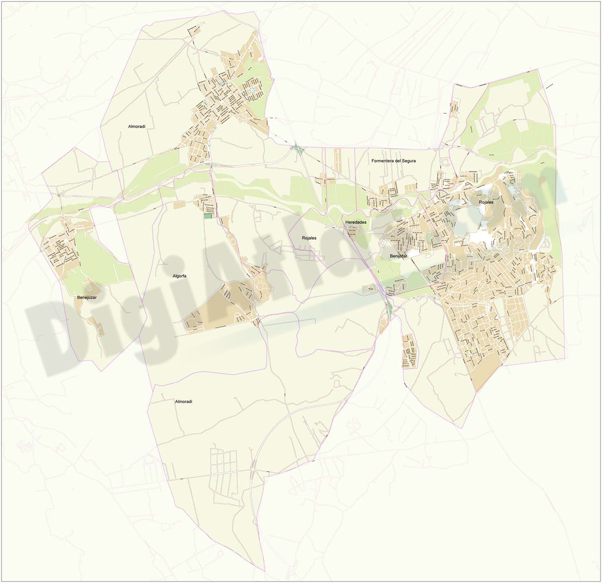 Almoradi and surrounding area - city map