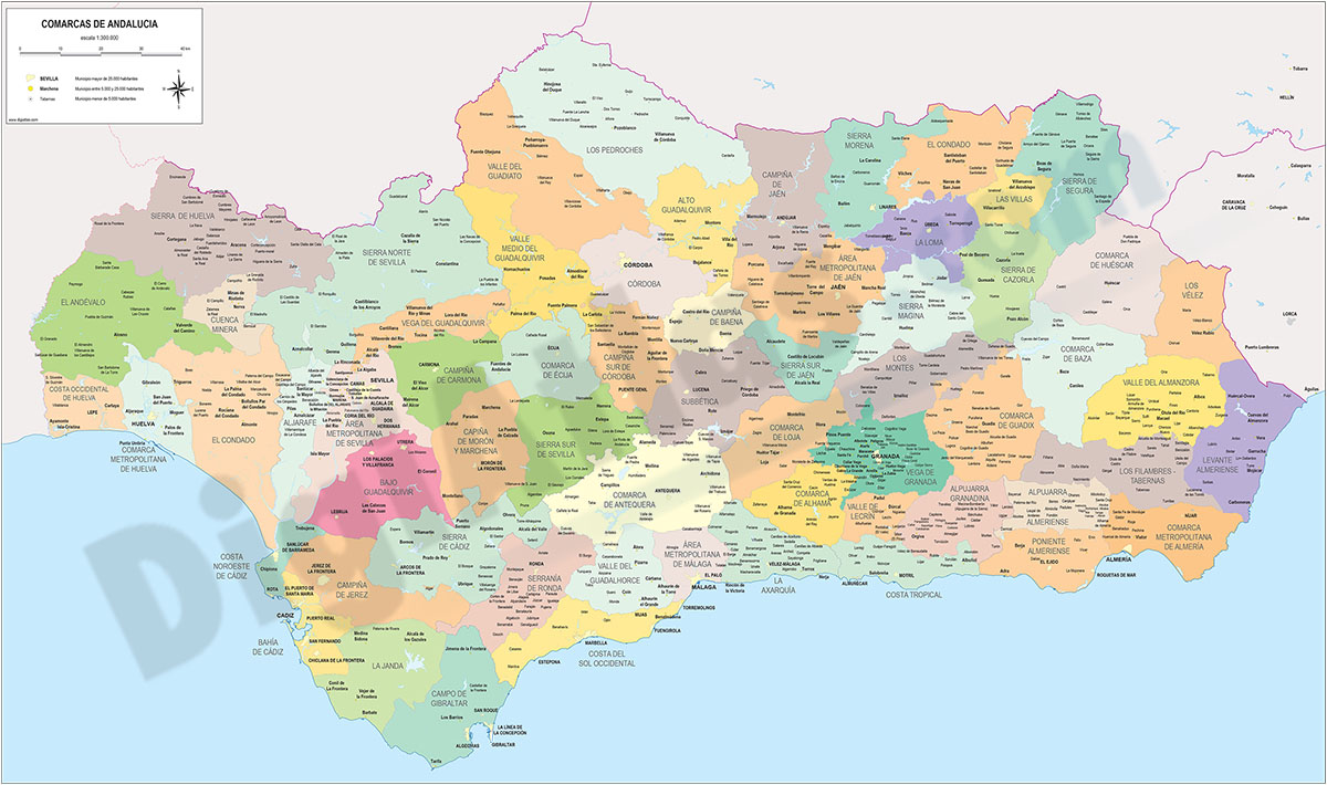 Andalucia - map of comarcas