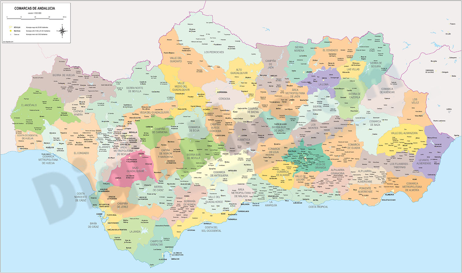Andalucía - mapa de comarcas