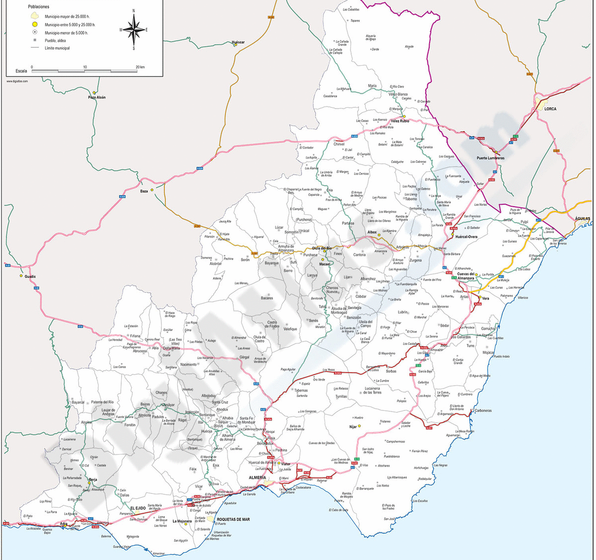 Andalucía - mapas provinciales con municipios