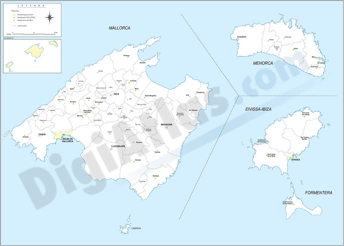 Islas Baleares con términos municipales