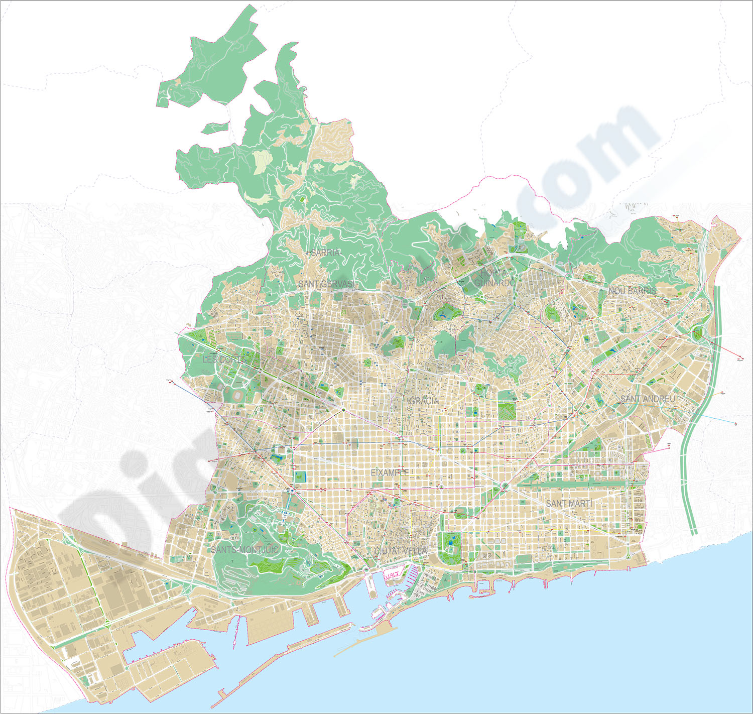 Barcelona entire city map
