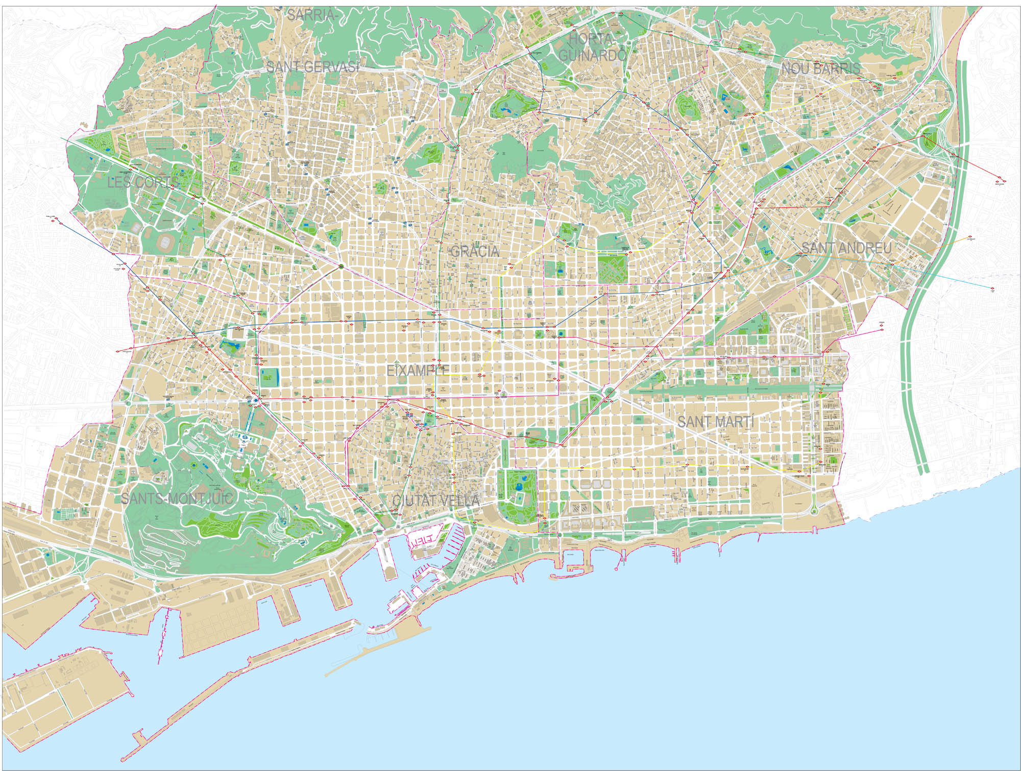 Barcelona - Plano detallado de la ciudad