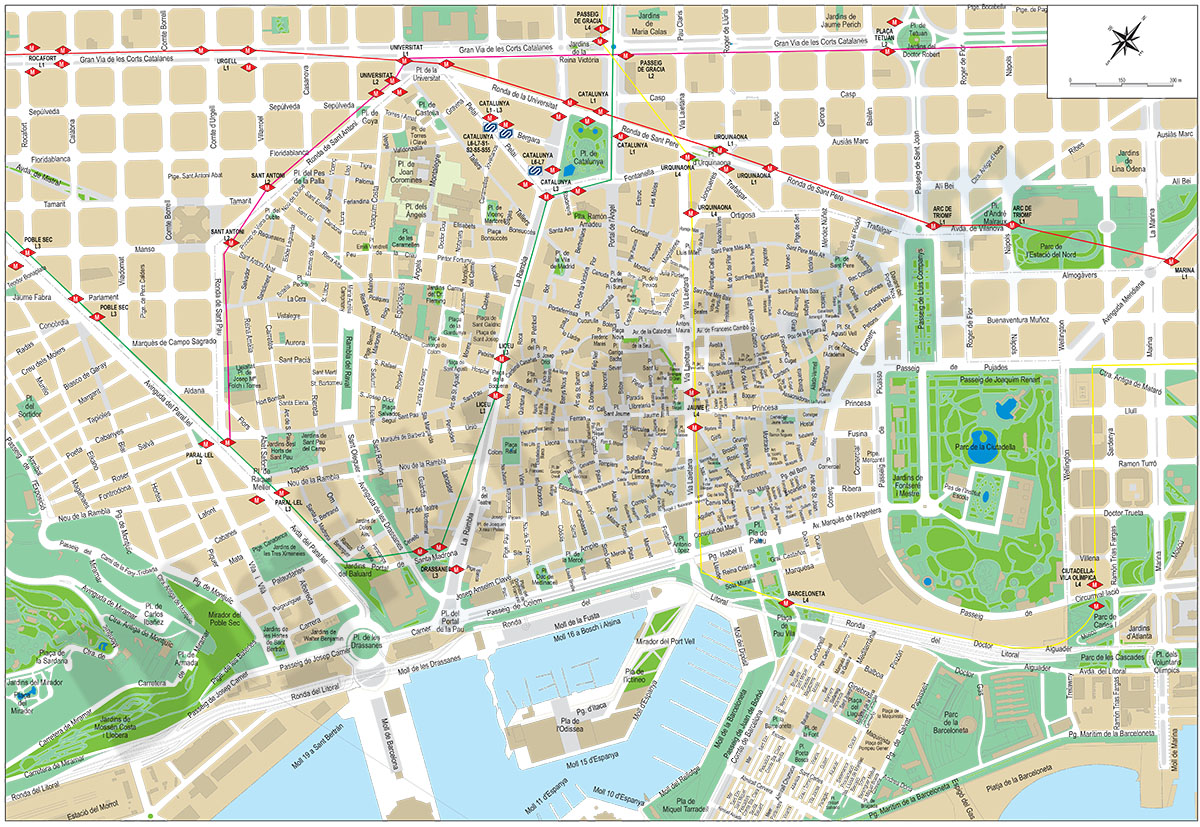 Barcelona City Center Street Map
