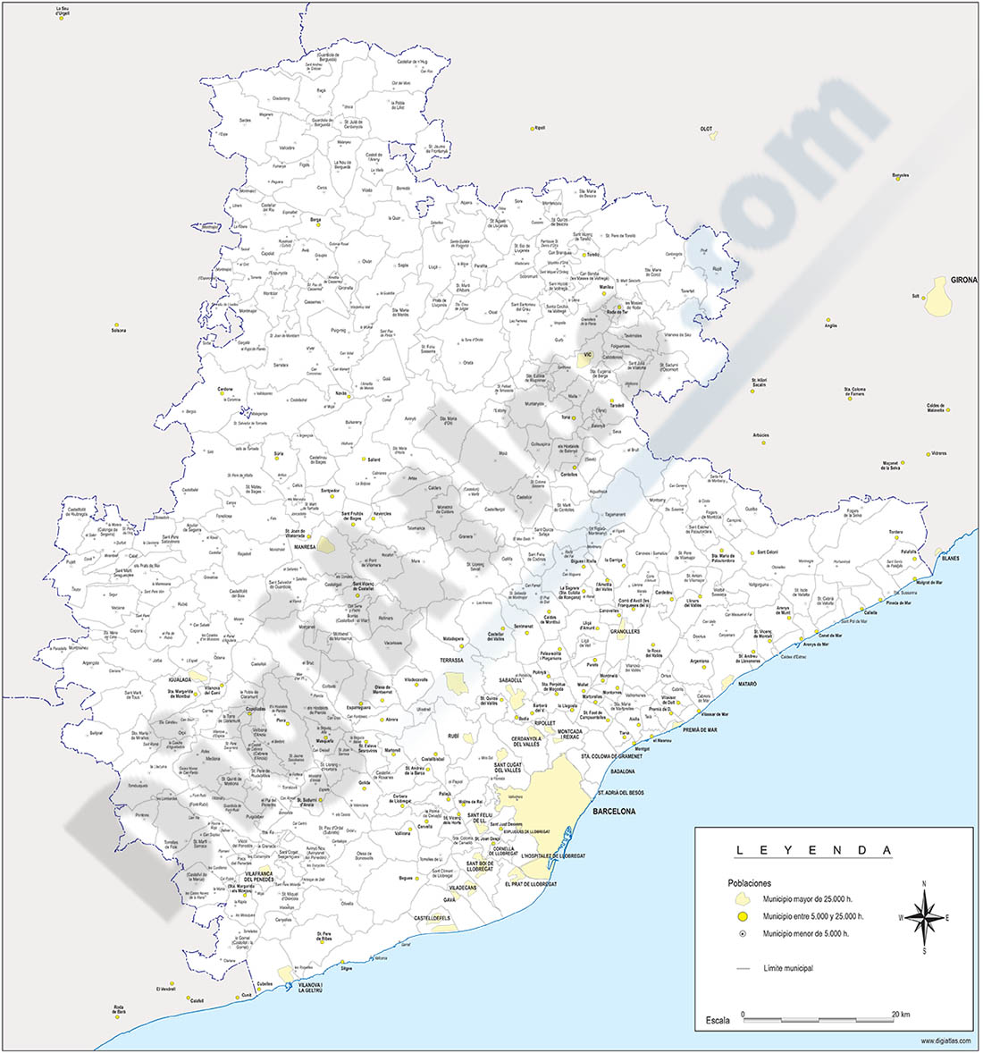 Maps of 50 spanish provinces with municipalities and their capitals