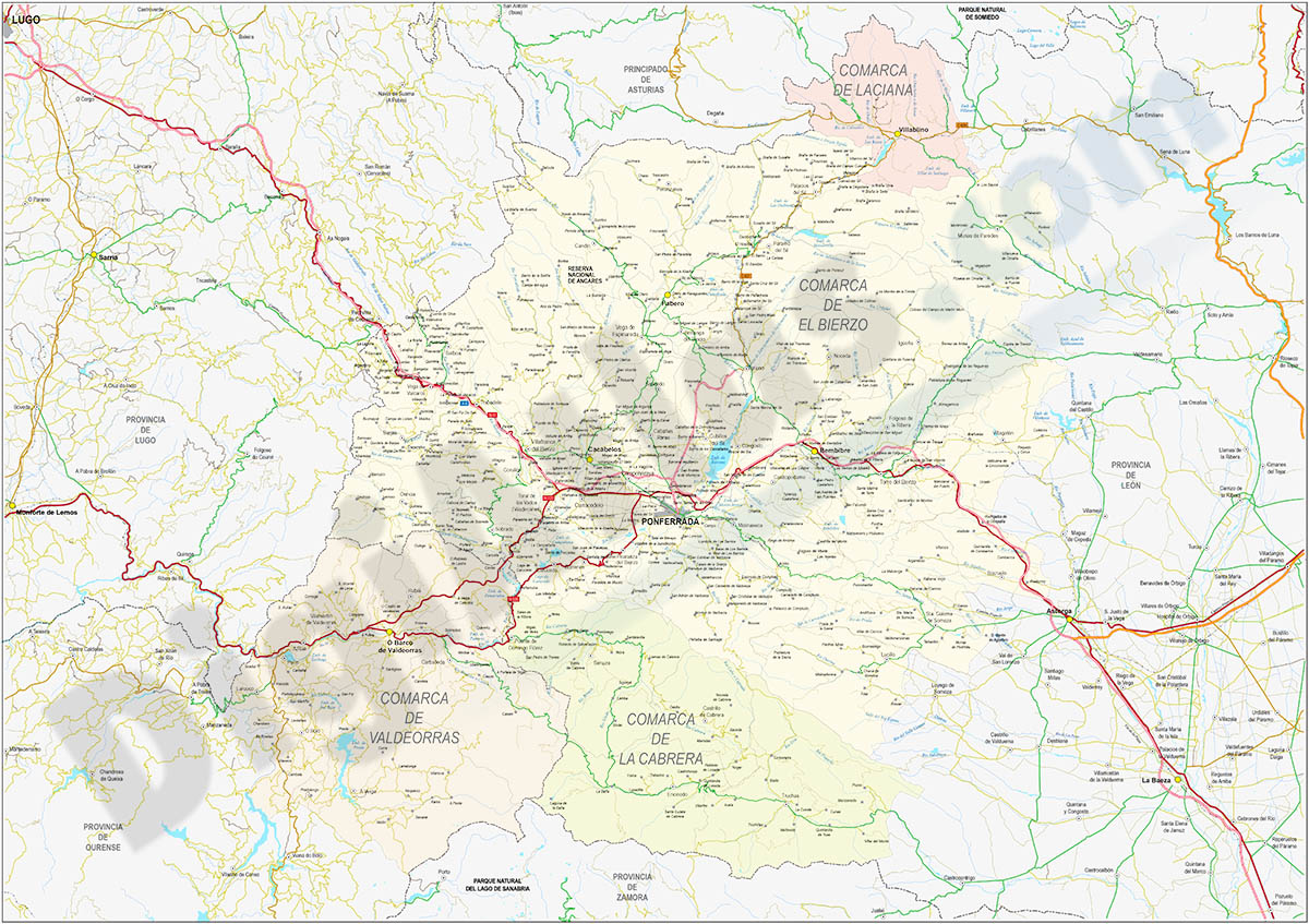 El Bierzo-Valdeorras-Cabrera - Mapa comarcal