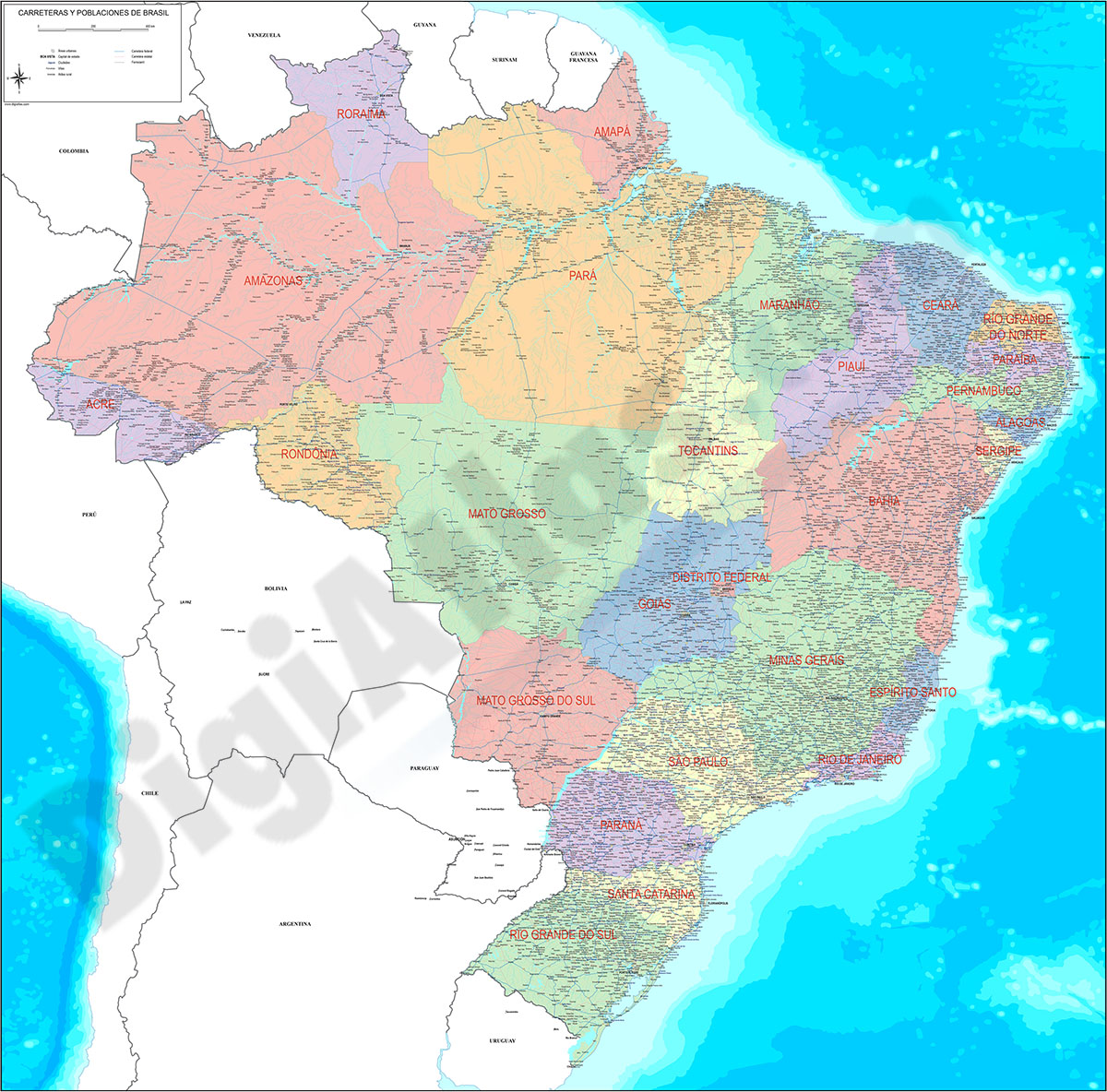 Map of Brazil - detailed map