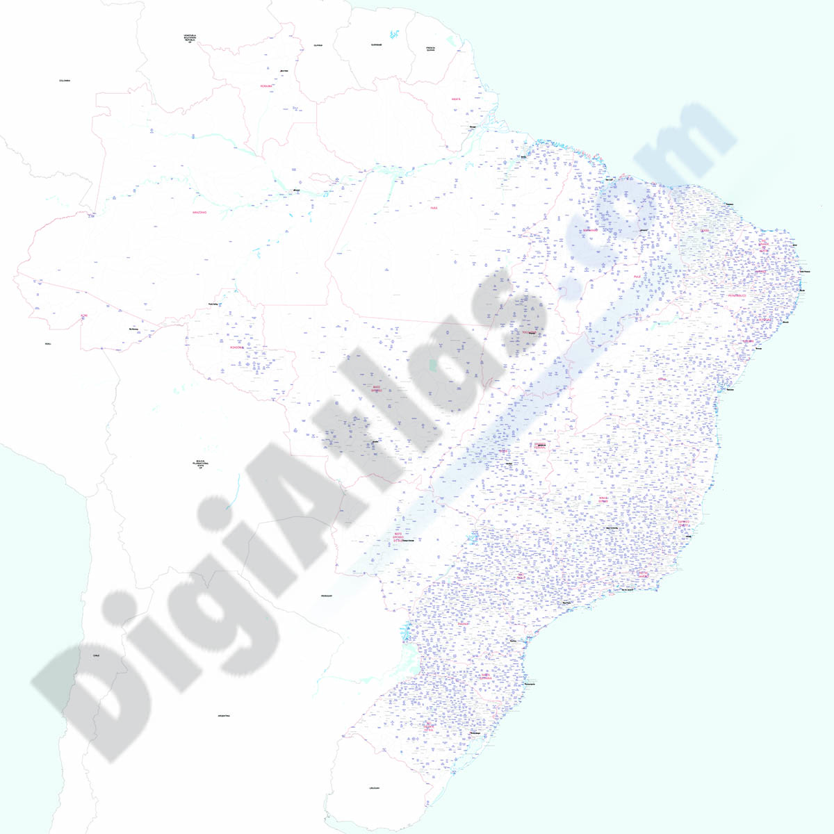 Brasil - Mapa de poblaciones