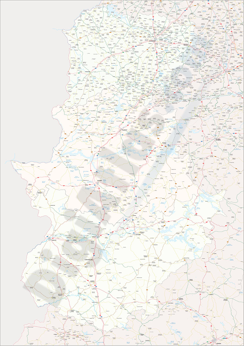 Mapa vectorial de Cáceres-Badajoz-Salamanca