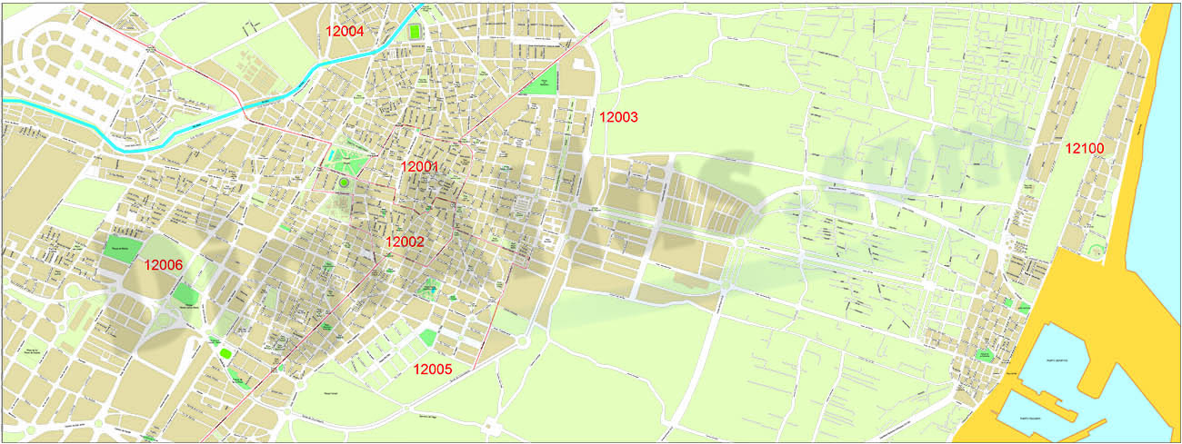 Castellón de la Plana - centro con distritos postales