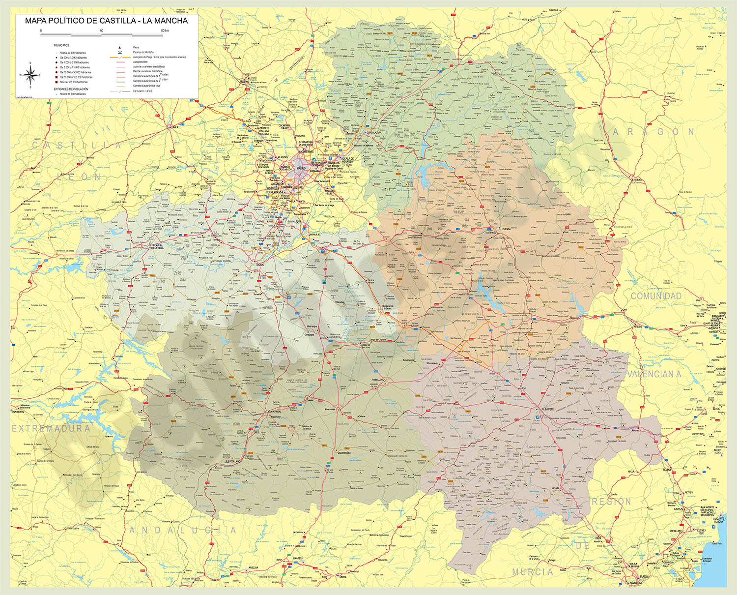 Map of Castilla-La Mancha autonomous community