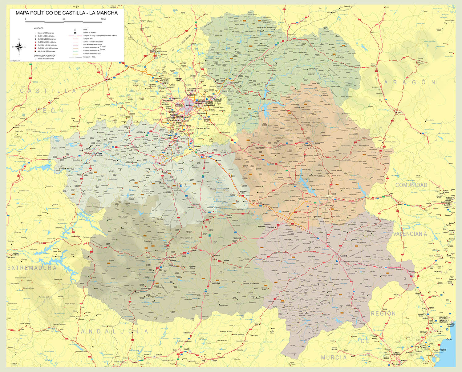 Mapa autonómico de Castilla-La Mancha