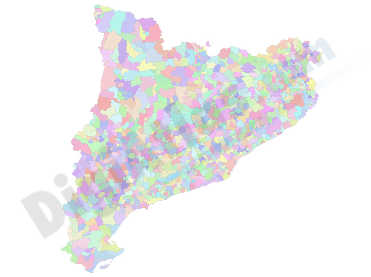 Mapa de Catalunya con municipios en formato shapefile