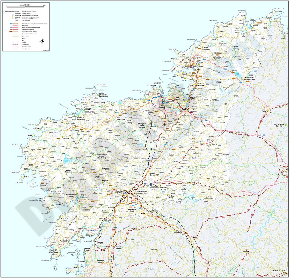 A Coruña - Mapa de la provincia