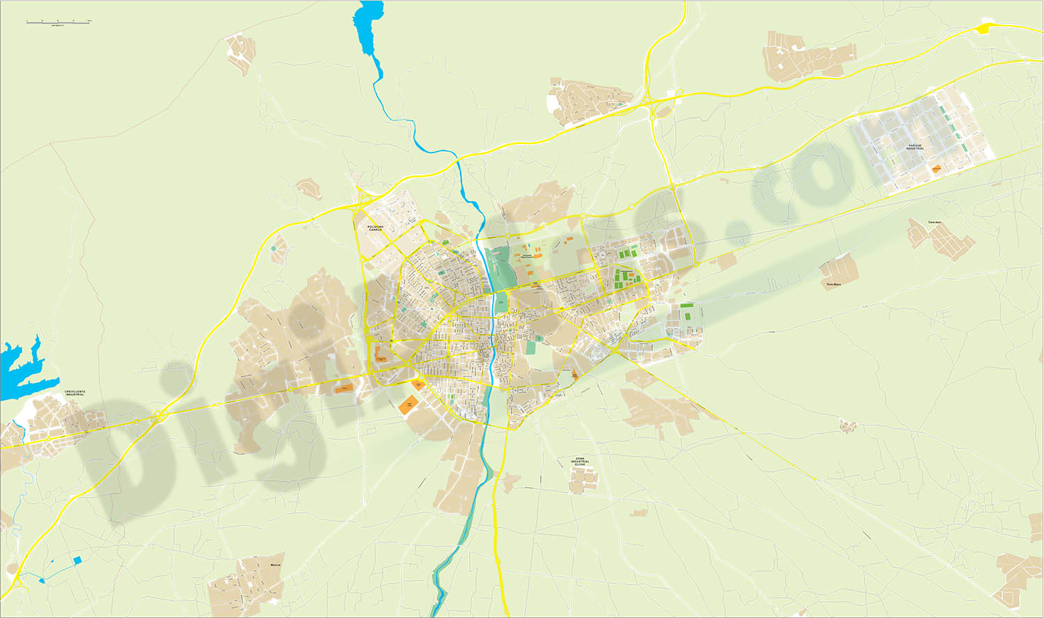 Elche-elx - city map and Industrial Estate 