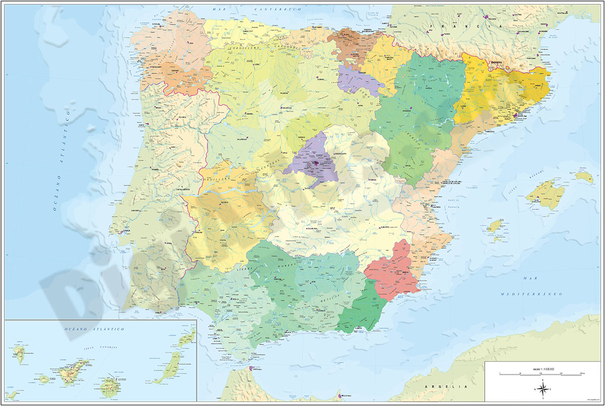 Mapa de España en Relieve