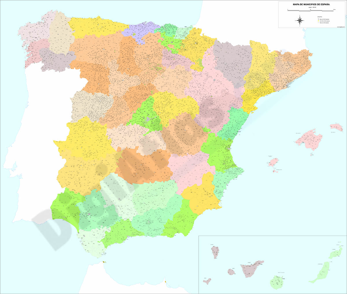 Mapa de España con municipios