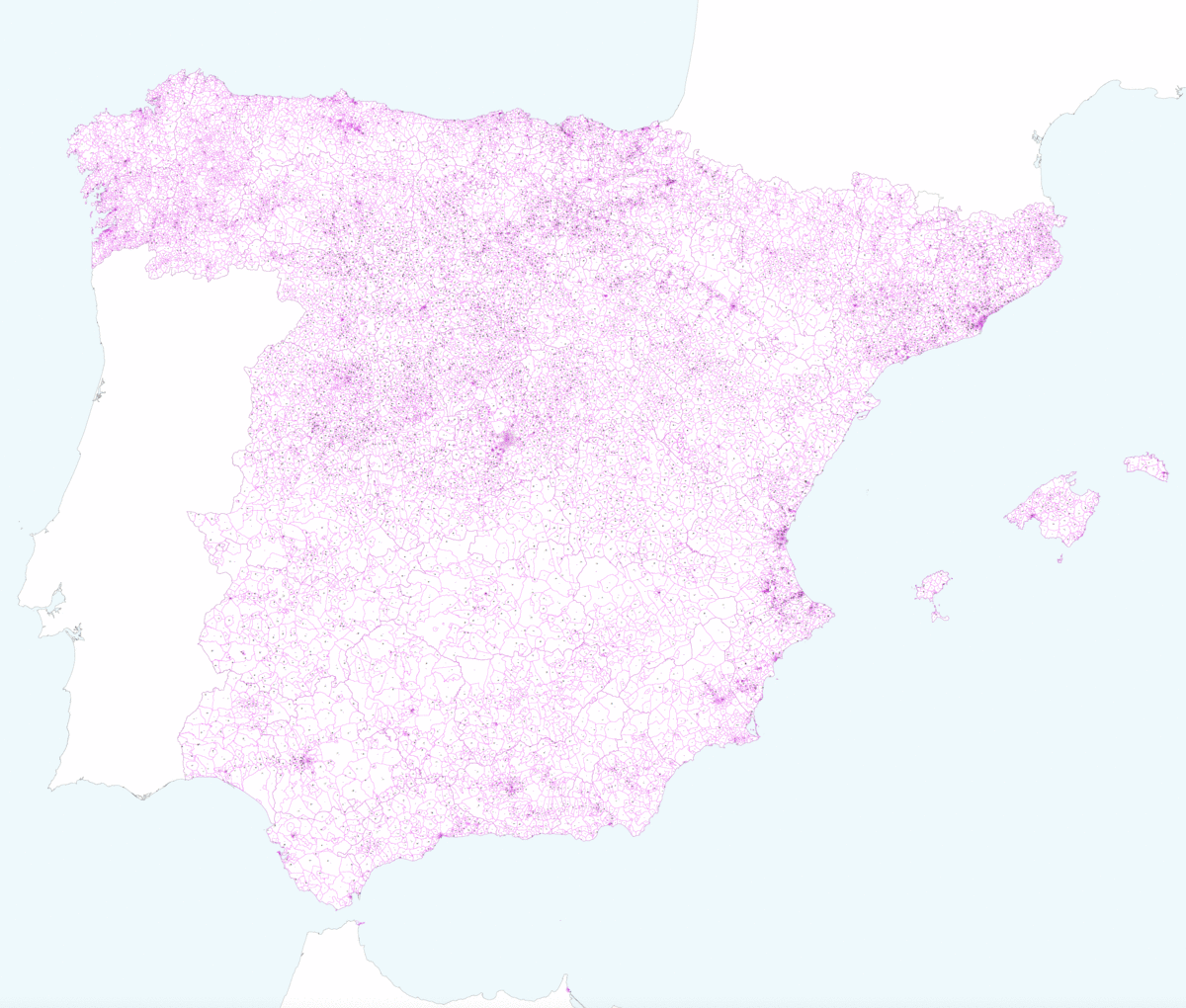   Mapa de España con códigos postales de 5 cifras