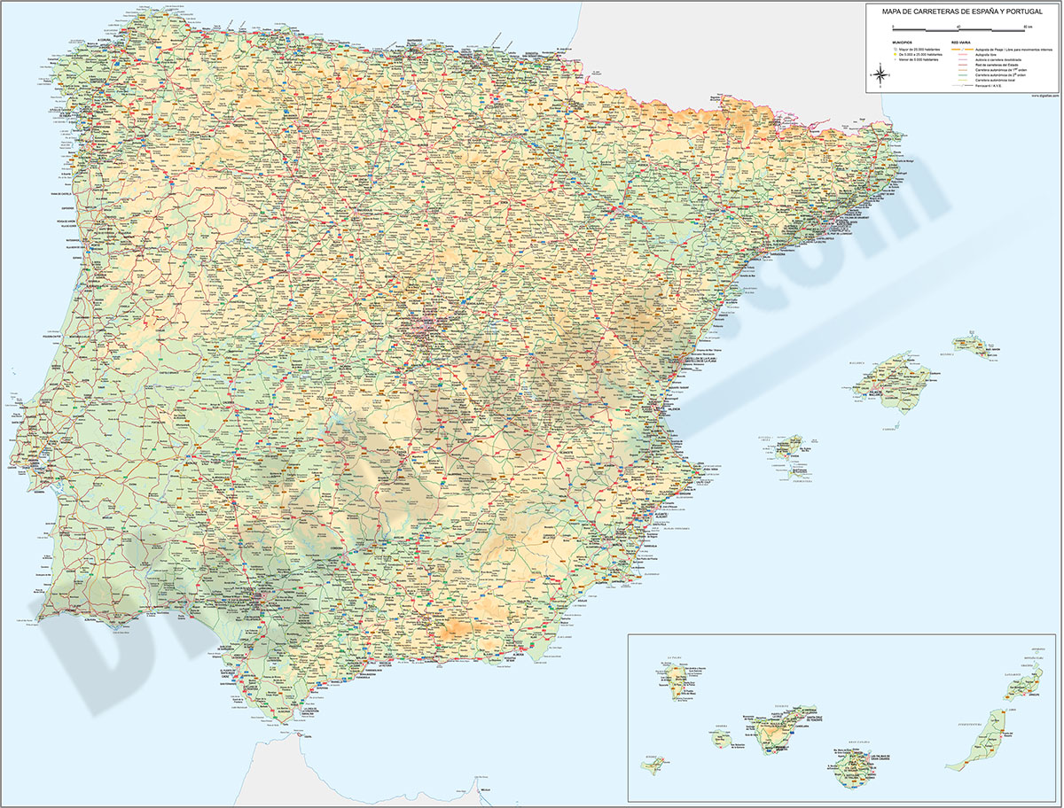    Mapa de España y portugal 100x70 cm