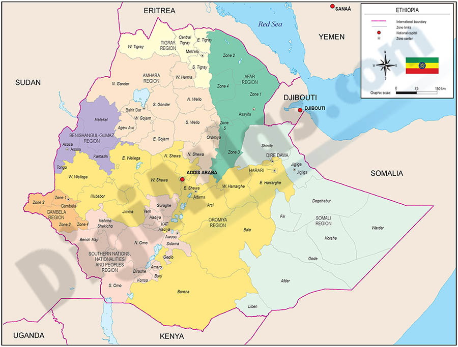 Etiópia Mapa Capital