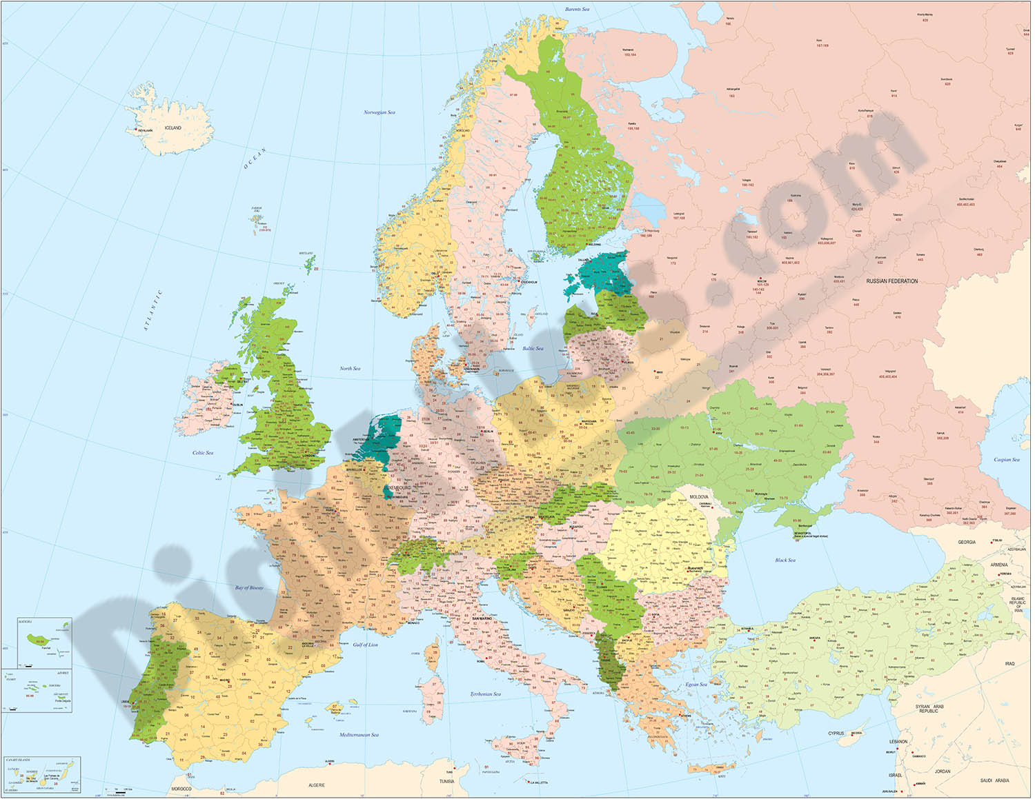  Mapa de Europa con Códigos Postales