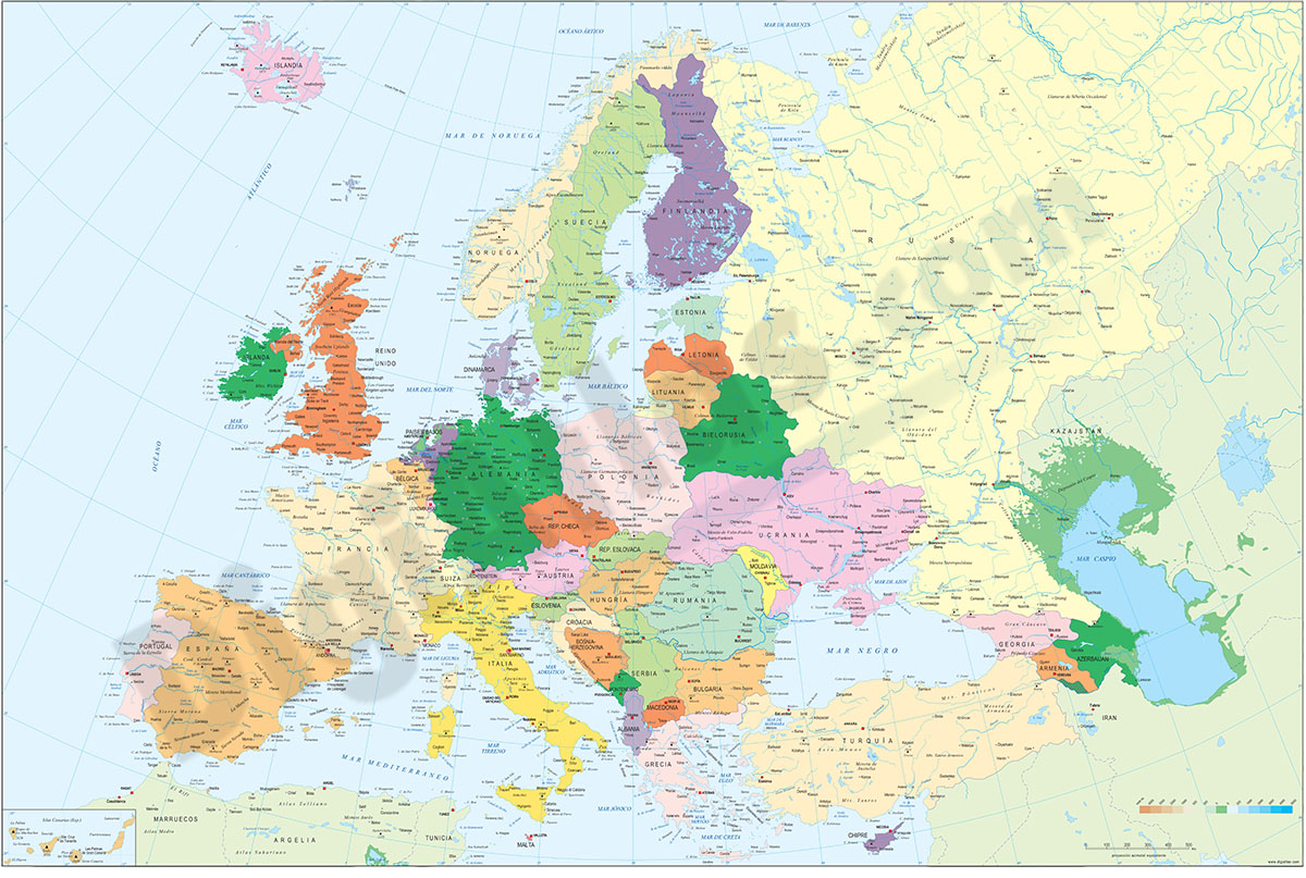 Europe political and geographical map