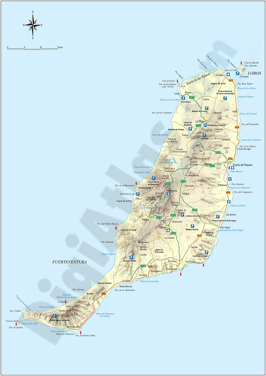Map of Fuerteventura island (canary islands)