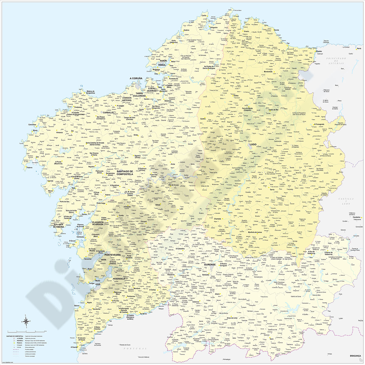 Mapa de Galicia con términos municipales