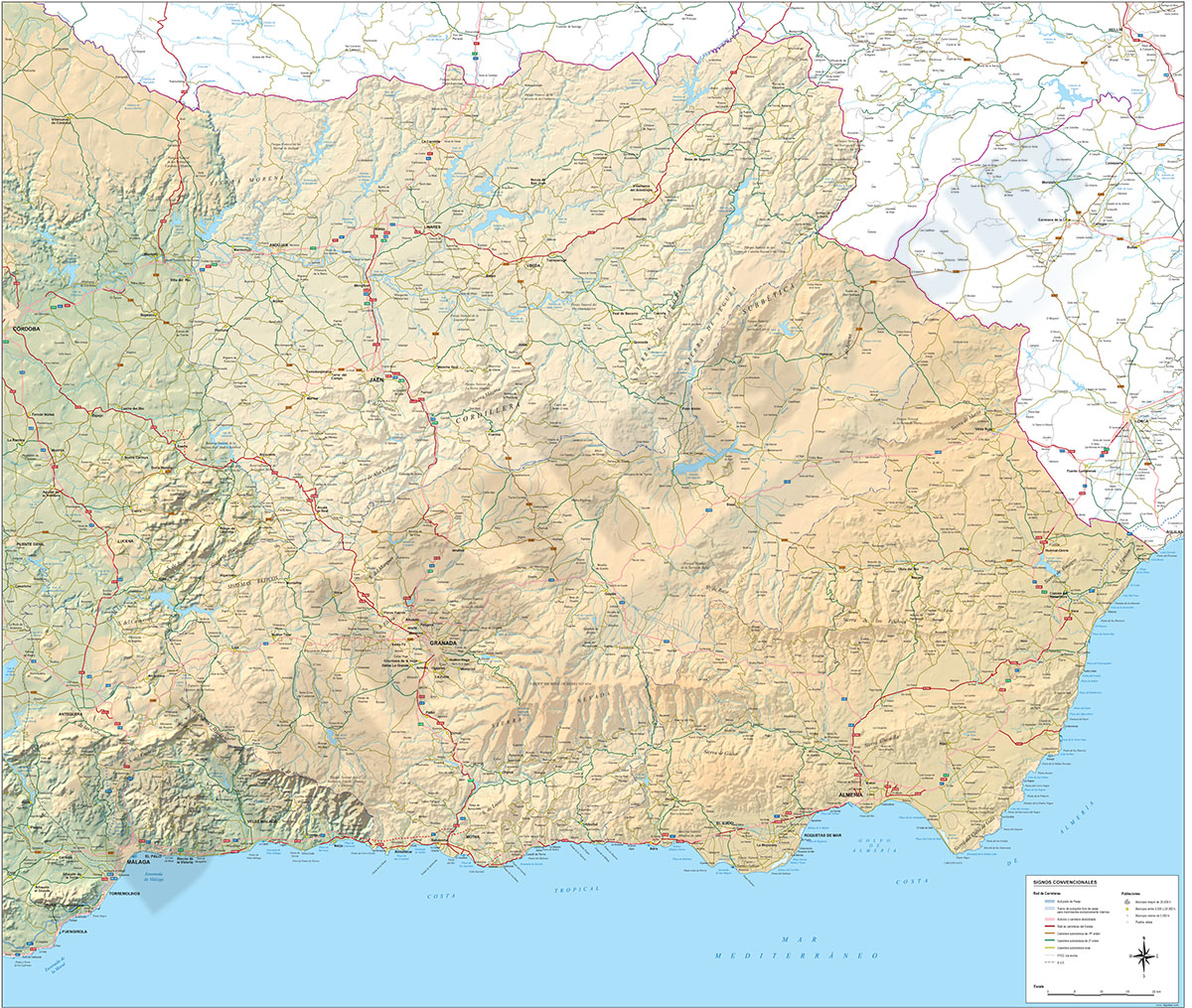 Map of Eastern Andalucia (Spain)