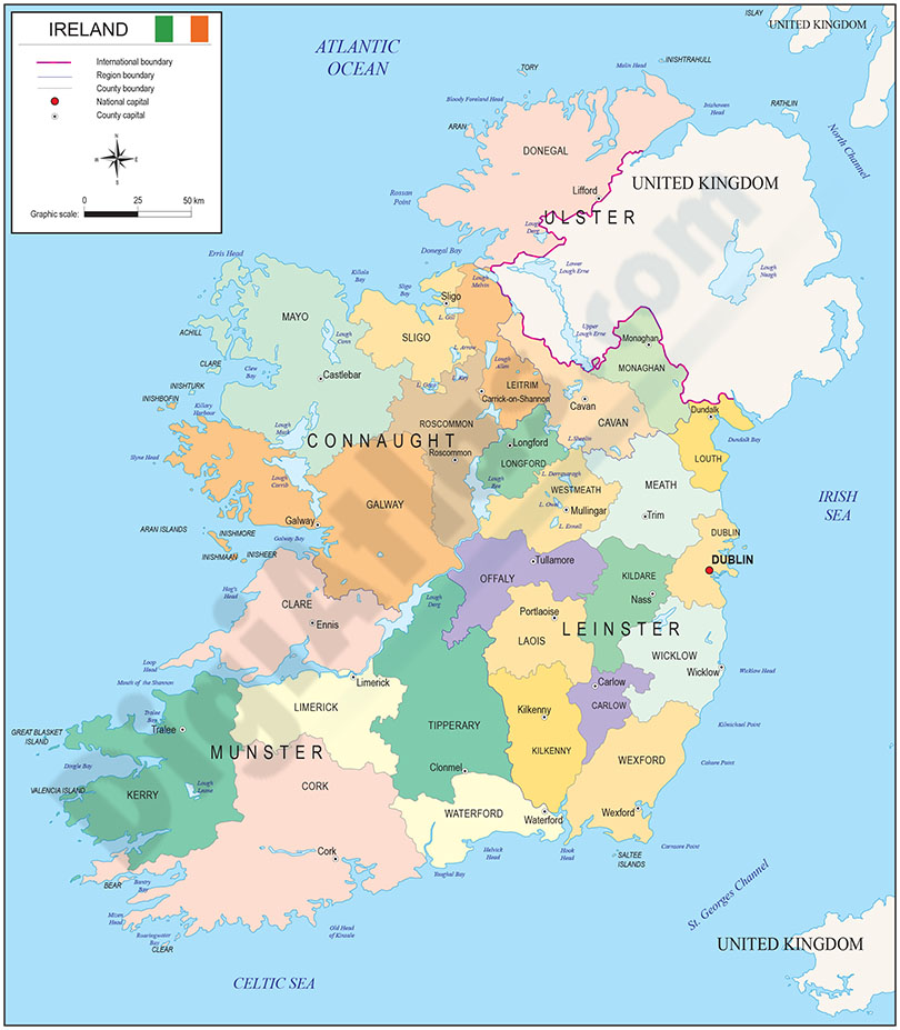 Mapa de Irlanda, Eire