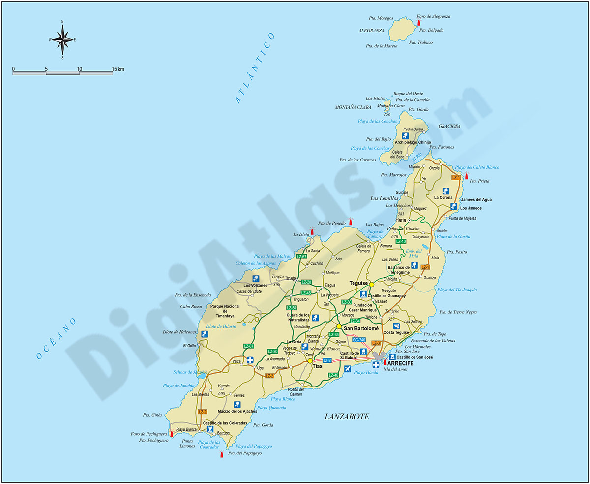 Mapa de la Isla de Lanzarote