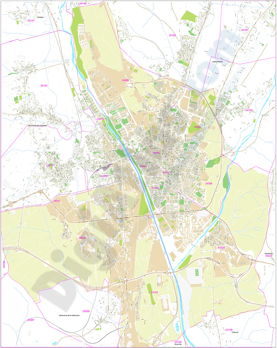 León (Spain) - city map
