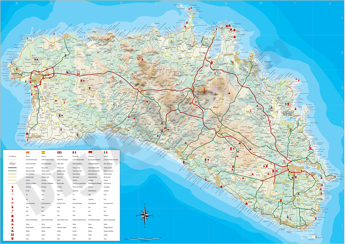 Map of Minorca Island (Balearic Islands)