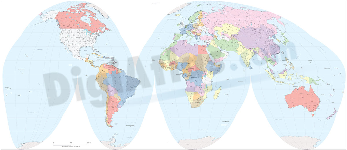 Worldmap Goode homolosine projection