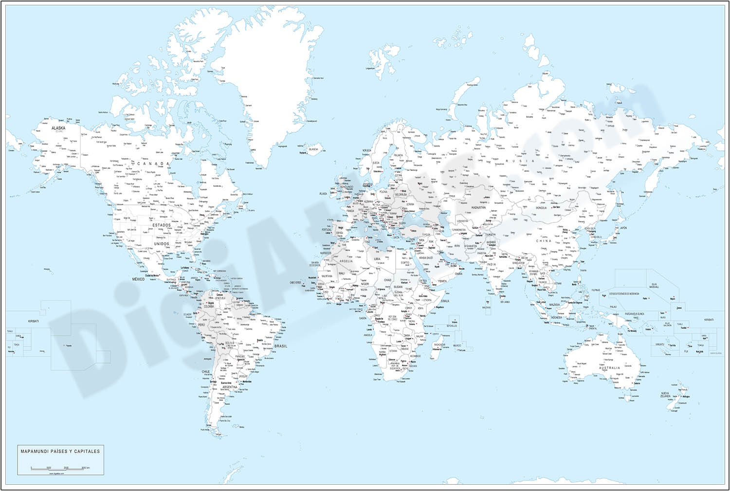 Worldmap - countries and capitals