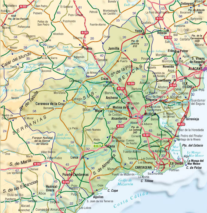 Kaart Van Murcia Spanje - Bloemen