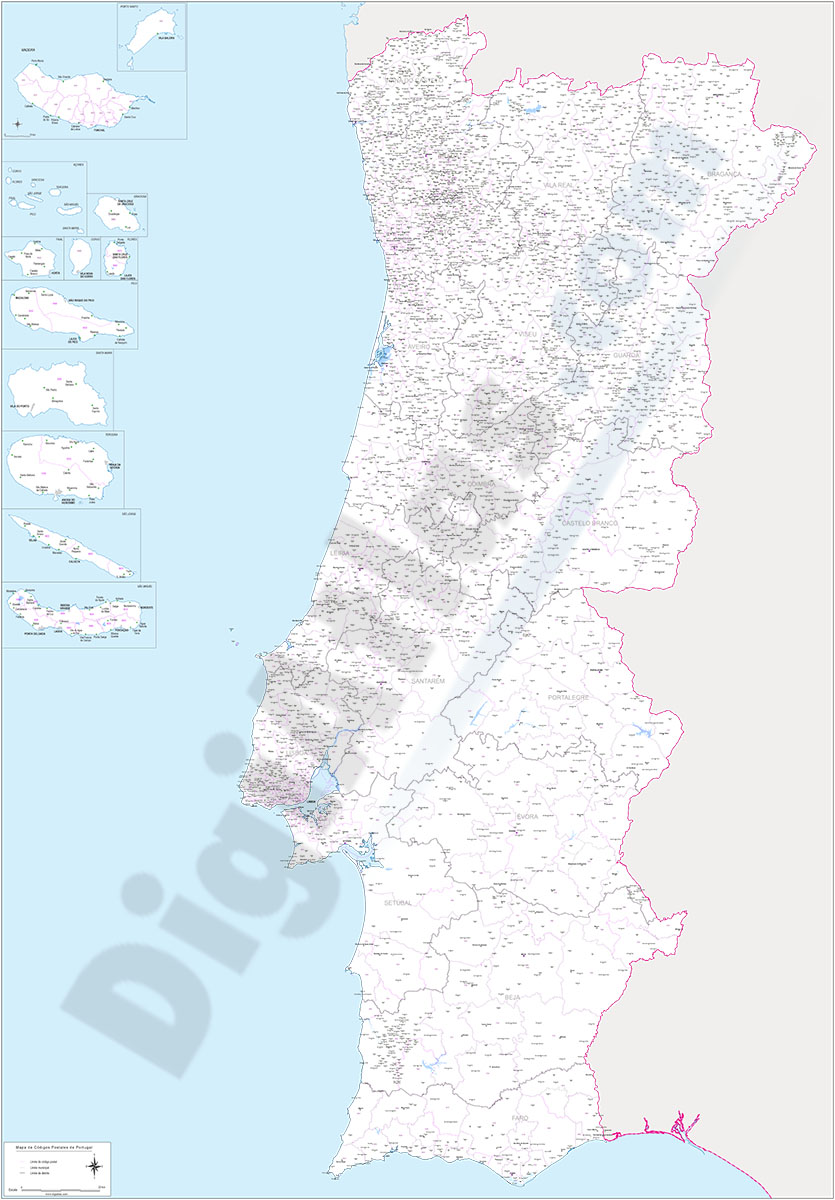 Portugal - map of 4 digit postal codes