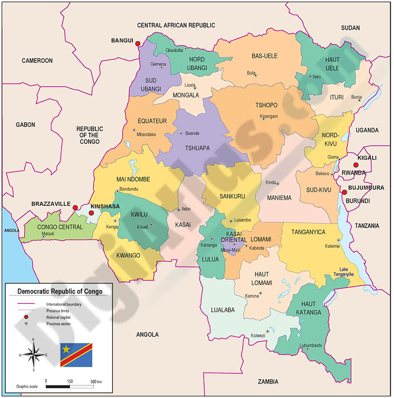 Mapa de la República Democrática del Congo (Kinshasa)
