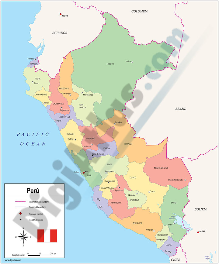  Maps of Central and South american countries with political division