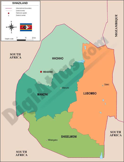 Mapa de Suazilandia
