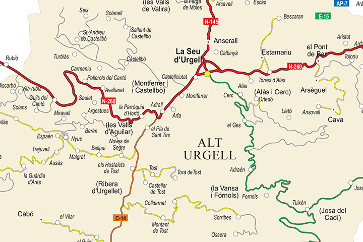 Alt Urgell map (comarca in Catalonia)
