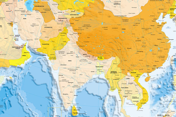 Asia political and geographical map