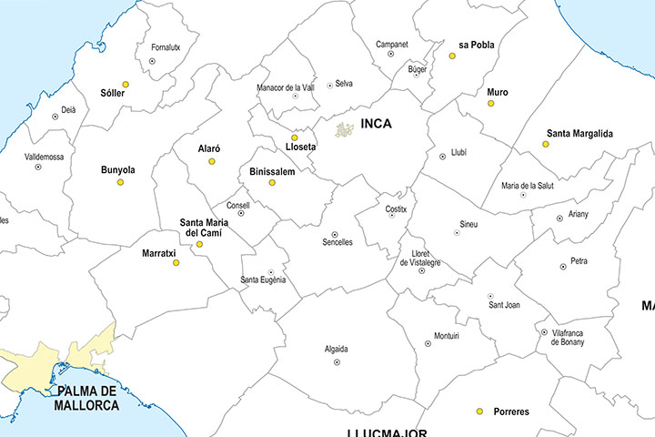 Balearic Islands with municipalities